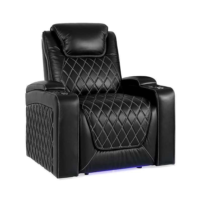 Home Theatre Seating, Power Recliner, DUXERIT Lighting (Row of 2, Black)