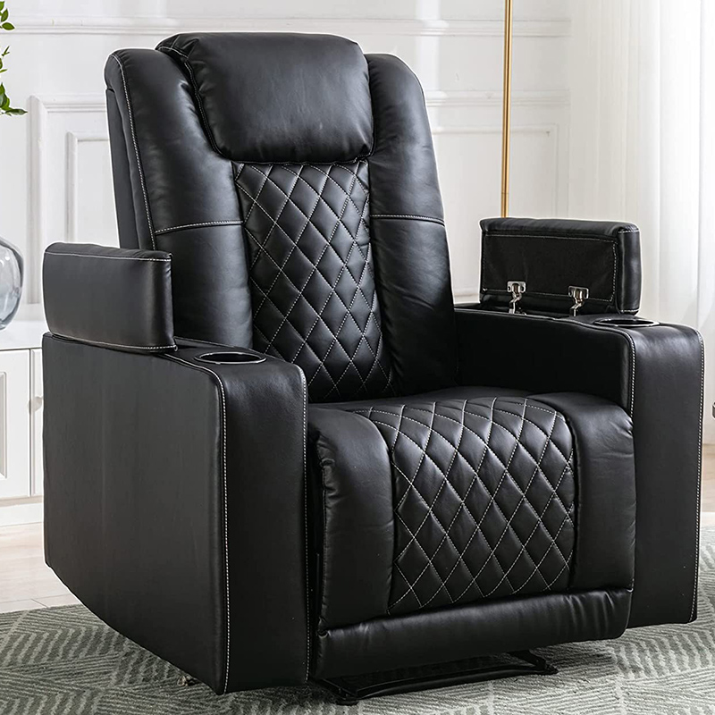 Mollis Leather Electric Power Recliner pro Adultis cum USB portuum ac Calicem Holders